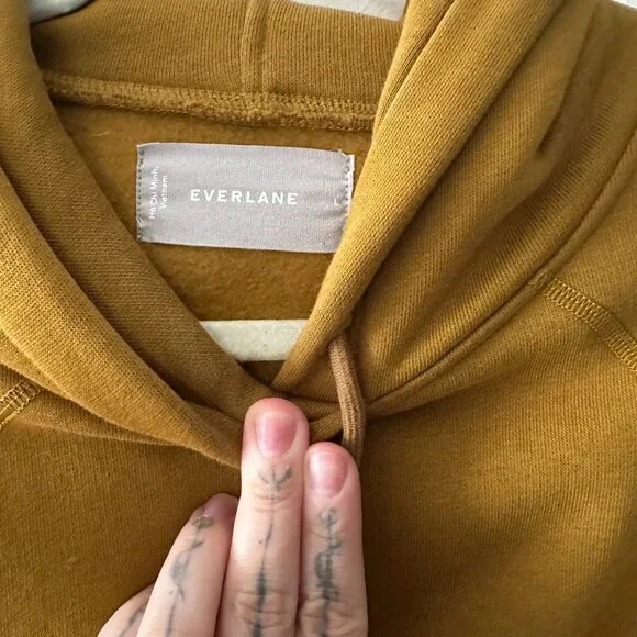 Women's Everlane Hooded Sweatshirt - Heavyweight - Mustard - Size Large - Picture 3 of 4